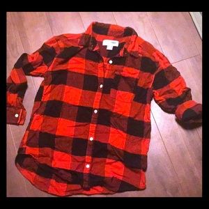 Old Navy Boyfriend Red/Black Buffalo Plaid